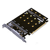 JMT PCIe 4.0 16x to 4X M.2 NVME SSD Adapter Card PCIe 4.0 GEN4 Full Speed Bifurcation Four-Bay Board Expansion Card 1 to 4 M.2 NVMe SSD Adapter Support 2242 2260 2280 22110