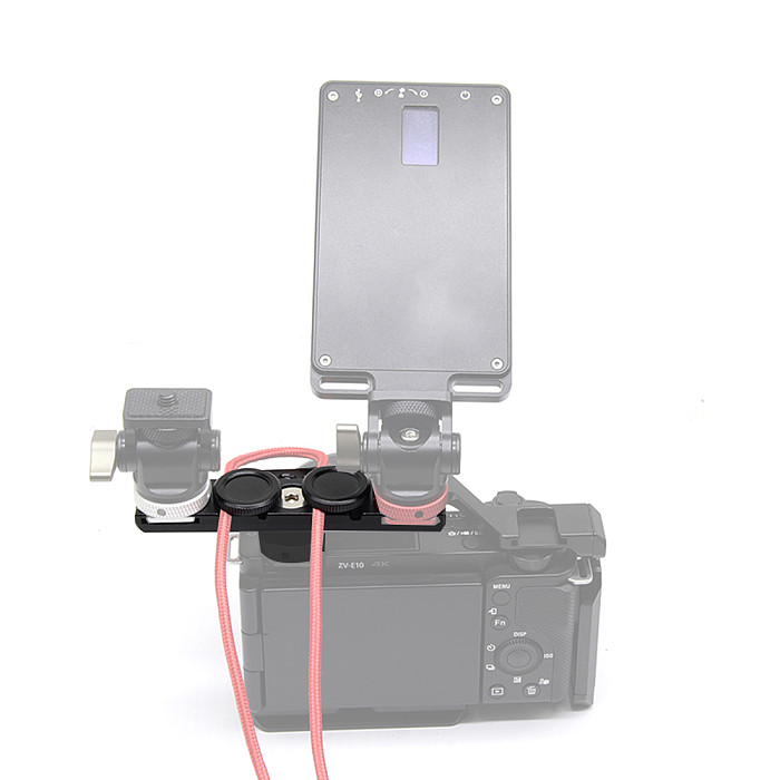 Dual Cold Shoe Extension Bar Hot Shoe Mount Bracket Plate Adapter with Cable Clip for DSLR Camera Cage Rig Microphone Led Light