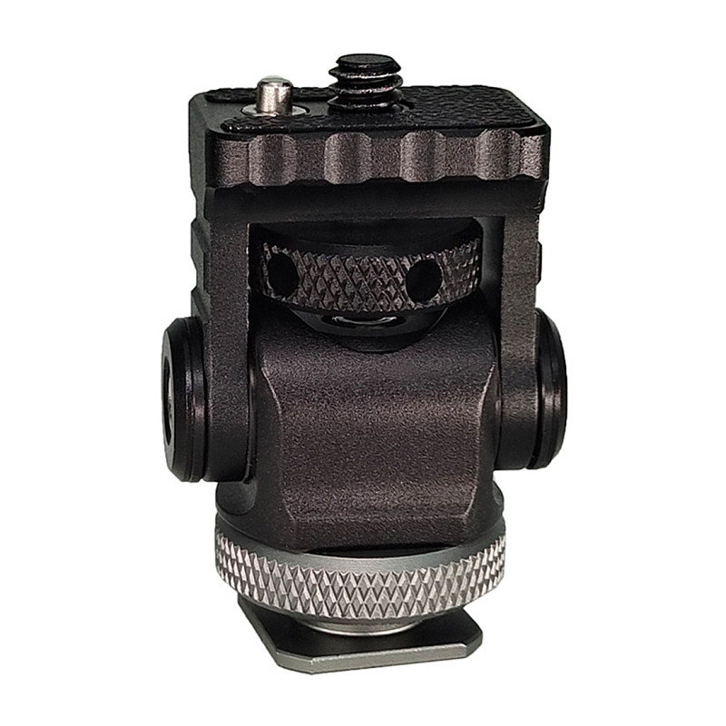 Aluminum Monitor Mount Adapter with Cold Shoe Mount Arri Locating Pin 360 Degree Adjustable Monitor Bracket for DSLR Camera Cage