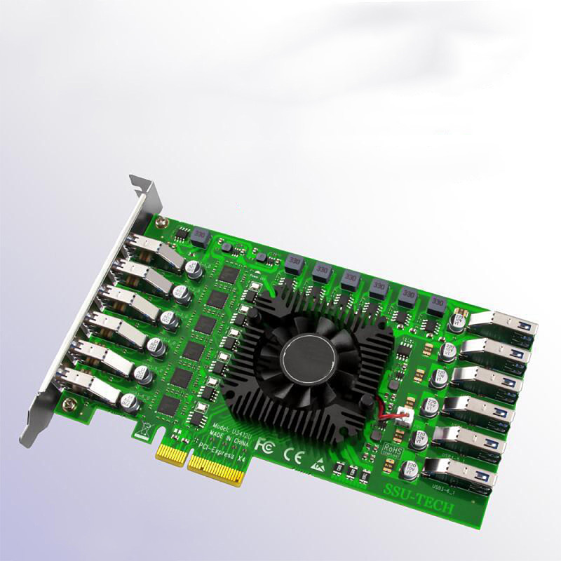 12Port / 6port USB 3.0 PCI-E x4 Expansion Card Motherboard PCIE to 19Pin Connector PCIe Riser Adapter Card for Video Capture