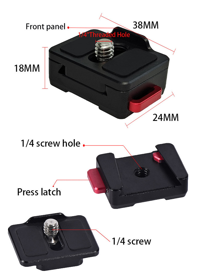 Quick Release Clamp Plate with 1/4  Screw Monitor Fixed Bracket for DSLR Camera Tripod Ball Head Field Monitor LED Video Light