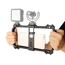 Handheld Smartphone Video Rig Hand Grip Filmmaking Case Phone Video Stabilizer Handheld Tripod Mount for iPhone 13 Huawei