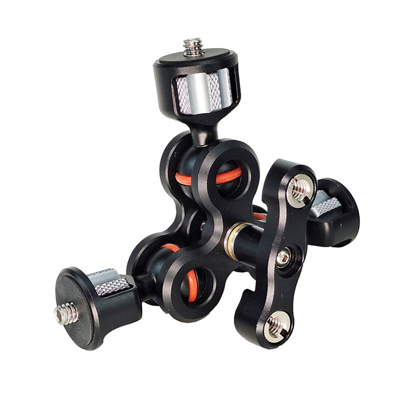 Triple Ball Head Mount Adapter Magic Arm with 1/4  Screw Monitor DV Video Light Bracket for DSLR Camera Photo Studio Accessories