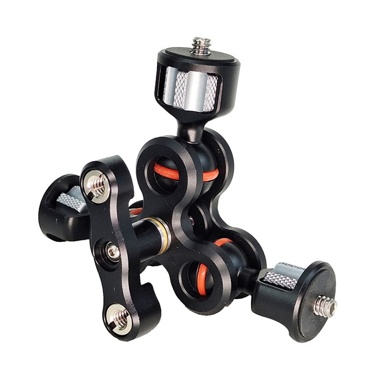 Triple Ball Head Mount Adapter Magic Arm with 1/4  Screw Monitor DV Video Light Bracket for DSLR Camera Photo Studio Accessories