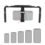 Aluminum Alloy Dual Handheld Rabbit Cage Cold Shoe Phone Gimbal Stabilizer Smartphone Universal Mount Video Rig Hand Grip Case for iPhone 12 13