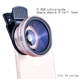37MM Mobile Phone Lens 0.45X 49UV Super Wide-Angle + Macro 2 in 1 Mobile Phone Lens Universa