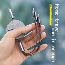 Baseus 3 in 1 telescopic magnetic cable Charging Retractable Square Cable Charger Cord for Phone Data Transfer
