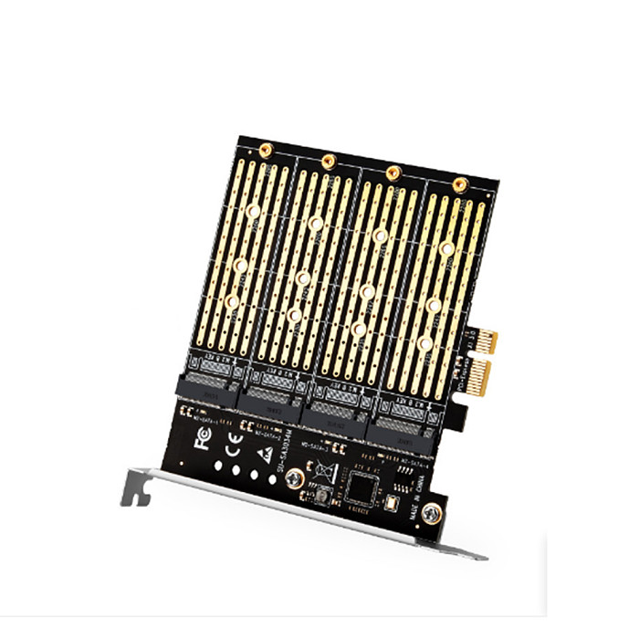 M.2 to PCI-E 3.0 X4 High Speed Expansion Card 1/2/4 Bay SATA Adapter Card for M2 NVME M Key B-Key 2230-22110 SSD Conversion Card