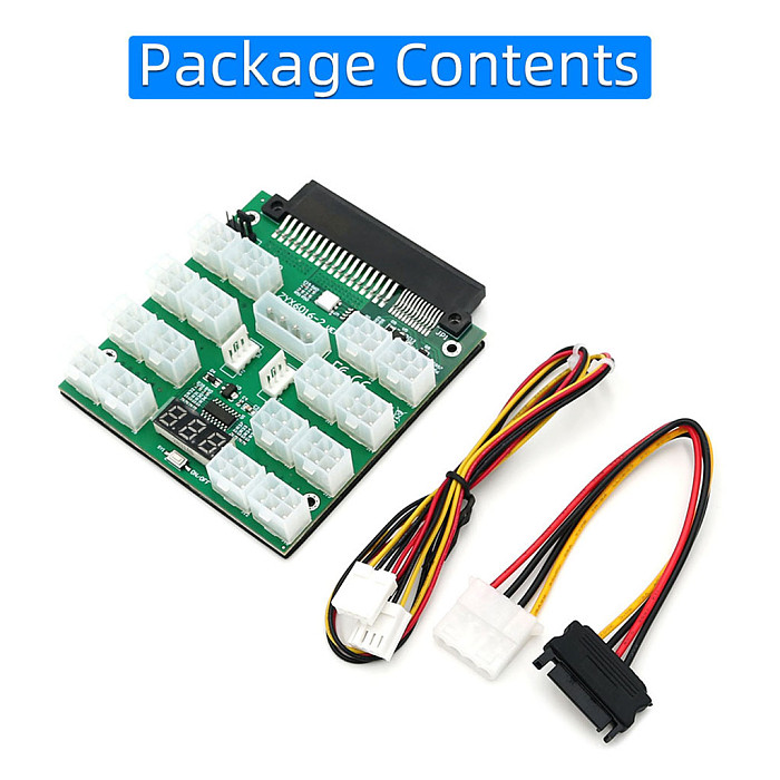 Upgrade Version ATX 16x 6Pin 1x 4pin 12V Power Supply Breakout Board Adapter with SATA to 4 Pin Cable for Dell/FUJITSU Brand PSU