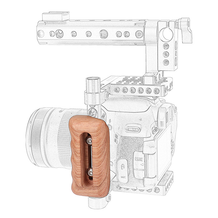 Universal Wooden Right Grip Left Handle With 1/4 -20 Mounting Groove for DSLR Cameras Cage Rig DV Video Stand Support System