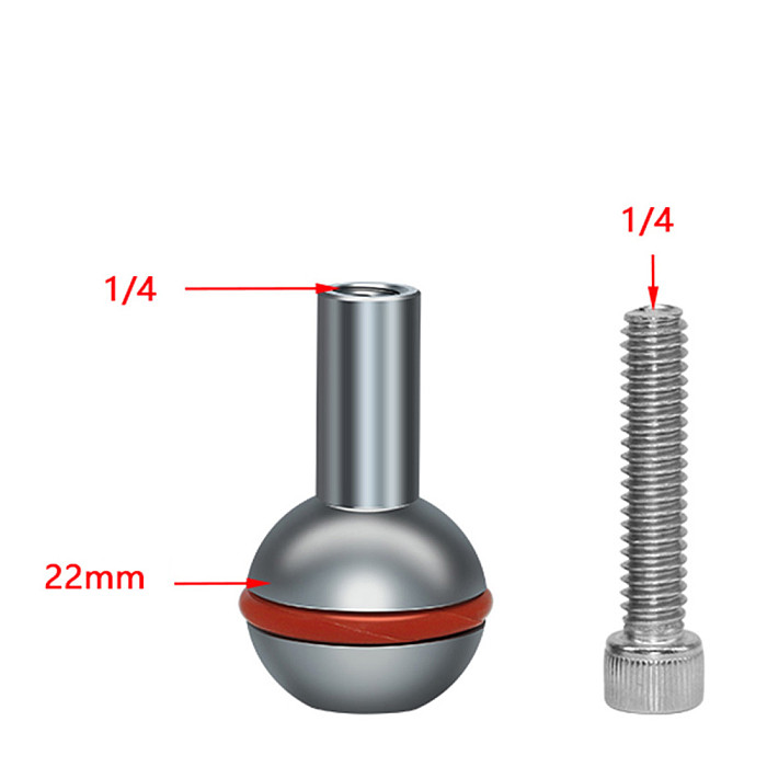 22mm Ball Head Adapter 1/4  Screw Mount Cold Shoe Base Arri Locating Pin for Camera Cage Monitor Flash Light Stand Magic Arm
