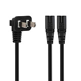 JMT 6FT Non-Polarized AC Power Cord 2 Prong 1-15p to Dual C8 Figure 8 Power Cable CCC Listed Universal Replacement Wall Cable