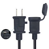 JMT 0.5M Nema 1-15P to 1-15R Power Extension Cable with Waterproof Cover USA 2 Pin Male to Female Polarized to Non-Polarized Power Cable Cord 2X18AWG