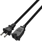 JMT 1FT Nema 1-15P to 1-15R AC Power Extension Cable 2-Prong Non Polarized Male to Female Extension Cord
