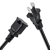 JMT 1FT(0.32M) 2 Prong US AC Polarized Power Extension Cable Cord NEMA 1-15P to 1-15R UL Listed SPT2 18AWG USA Outlet Saver Power Extension Cord