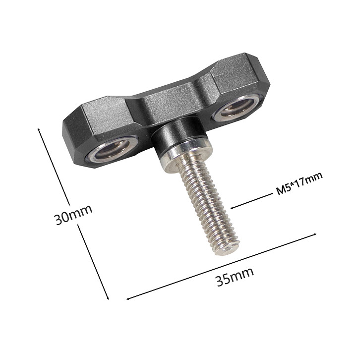 1pc M5 Threaded 17mm Clamping Handle Screws Adjustable Handle Locking Screw T-handle with 3/8 to 1/4 Screw Hole for DSLR Camera
