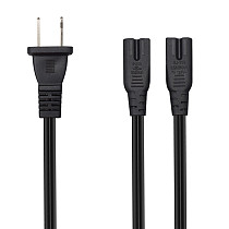 JMT 6ft(1.8m) NEMA 1-15P to Dual IEC C7 Power Cord Non-Polarized Figure 8 Connector US AC Power Supply Cable Universal Replacement 