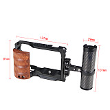 ZVE10 Camera Cage Wooden Handle with Top / Side Grip Built-in Arca Quick Release Plate Stabilizer Rig Kit for Sony ZV-E10 DSLR