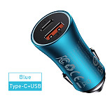 Baseus Car Charger 60W Fast Charging Dual Port USB Type-C Phone Charge Car Lighter Slot Charger For iPhone Xiaomi Huawei Samsung