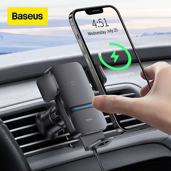 Baseus Qi 15W Wireless Car Phone Charger Holder Mount Bracket Fast Charging Holder For Samsung iPhone Car Phone Holder Mount