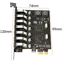 PCIE to USB3.0 Adapter Card 7-port PCI-E Desktop Computer Expansion Card
