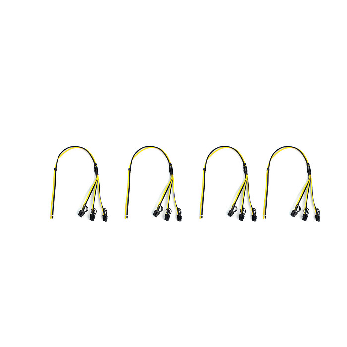XT-XINTE 4Pcs Power Supply Cable 1 to 3 6p+2p Miner Adapter Cable 8pin GPU Video Card Wire 12AWG+18AWG Cables for BTC Mining