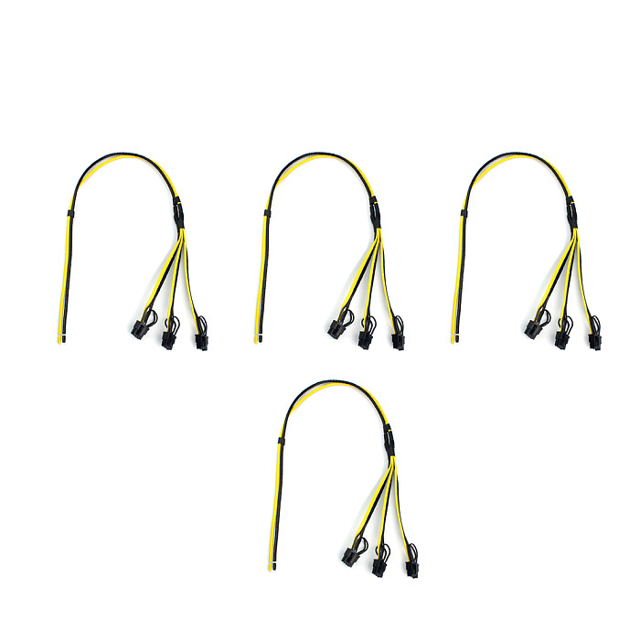XT-XINTE 4Pcs Power Supply Cable 1 to 3 6p+2p Miner Adapter Cable 8pin GPU Video Card Wire 12AWG+18AWG Cables for BTC Mining
