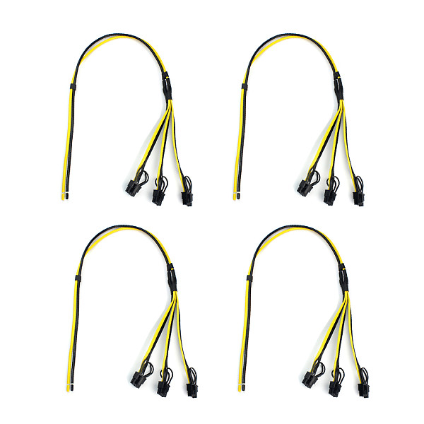 XT-XINTE 4Pcs Power Supply Cable 1 to 3 6p+2p Miner Adapter Cable 8pin GPU Video Card Wire 12AWG+18AWG Cables for BTC Mining