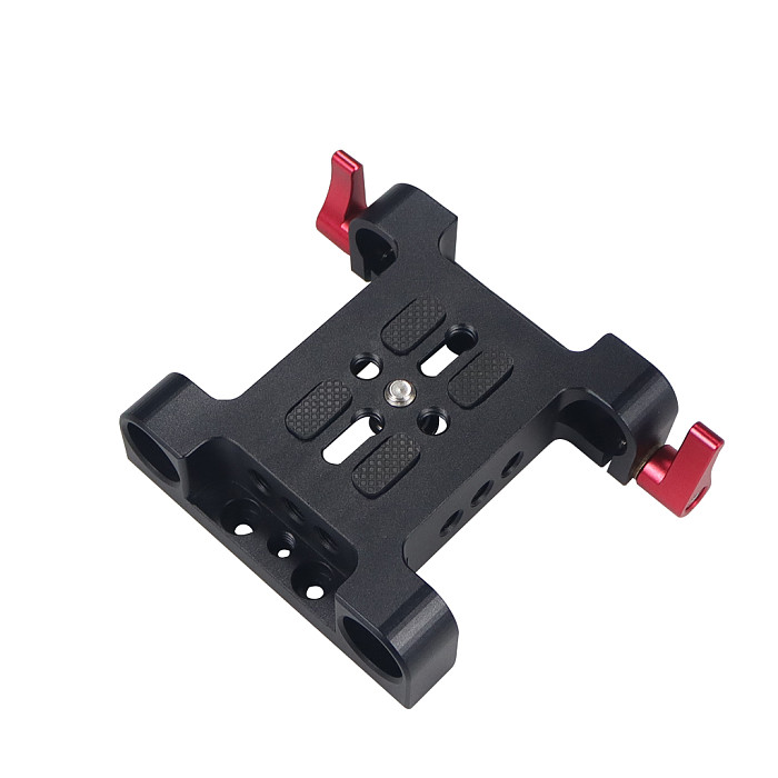 Universal DSLR Camera Mount Base Plate with 15mm Pole Rails, Rail Blocks for Sony SLR Camera Mount Cage Pole Support System