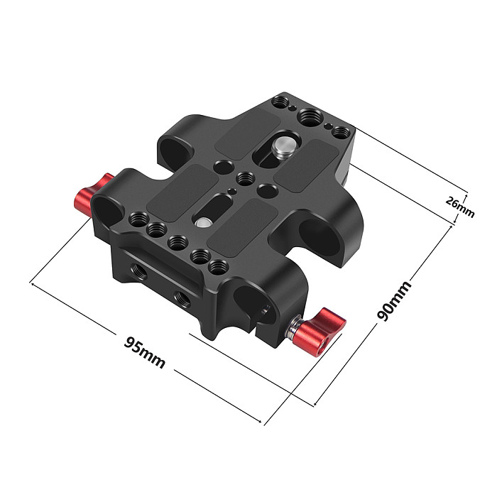 BGNING Aluminum Alloy Base Plate 15mm Double-hole Tube Clamp Head For Sony A7C / Panasonic GH5S / Fuji XT4  Universal Camera