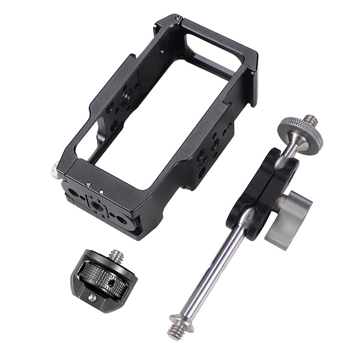 Aluminum Alloy Camera Cage Extreme Sports Anti-loose Design Magnetic Suction Folding Double-leaf Card For DJI Action 2 camera