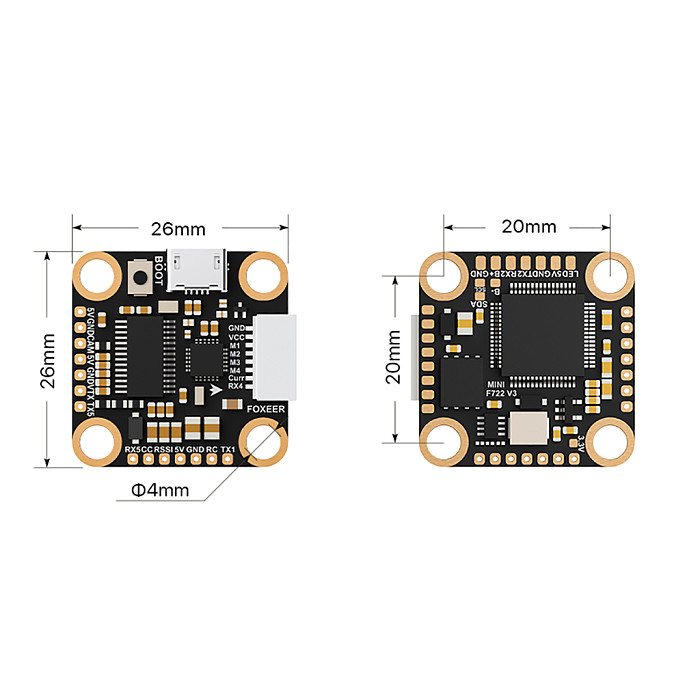 FOXEER F7 mini Flight Controller 722V3 FPV Remote Control 2-6S 5v 9v/3A X8 Size 30.5 for RC Drone Accessories