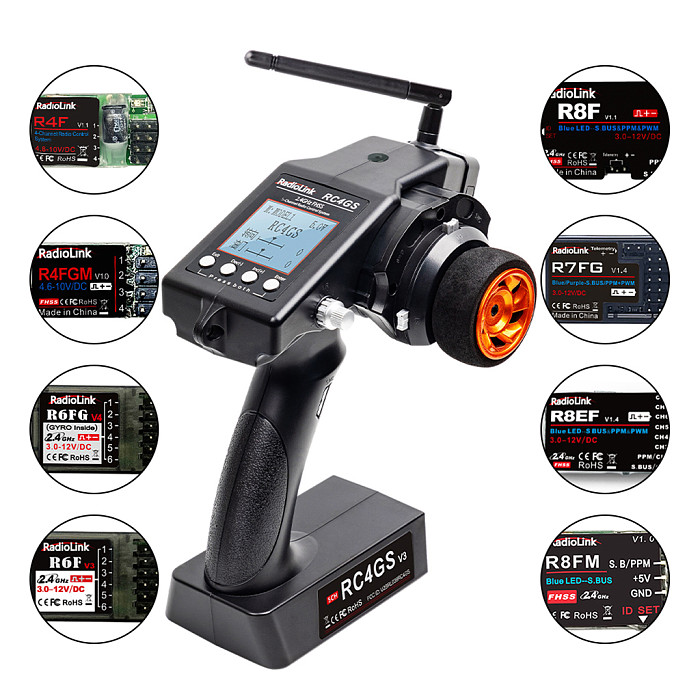 New Radiolink RC4GS V3 2.4G 5CH Radio Transmitter Remote Controller with R6FG Receiver Gyro Telemetry for RC Car /Boat /ship