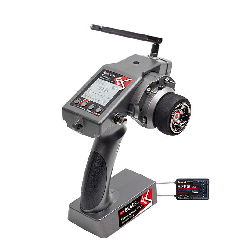 Radiolink RC6GS V3 2.4G 7 Channel Radio Transmitter with R7FG Receiver Gyro Telemetry Included Remote Controller for RC Car Boat