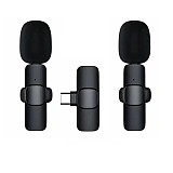 Wireless Lavalier Microphone Mobile Video Live Interview Recording HD 2.4G Black Live Microphone