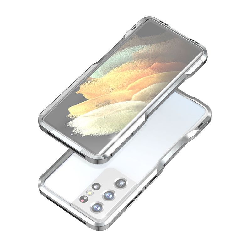 Luxury CNC Cutting Metal Frame Protection Translucent Phone Case Cover For Samsung S22 Ultra