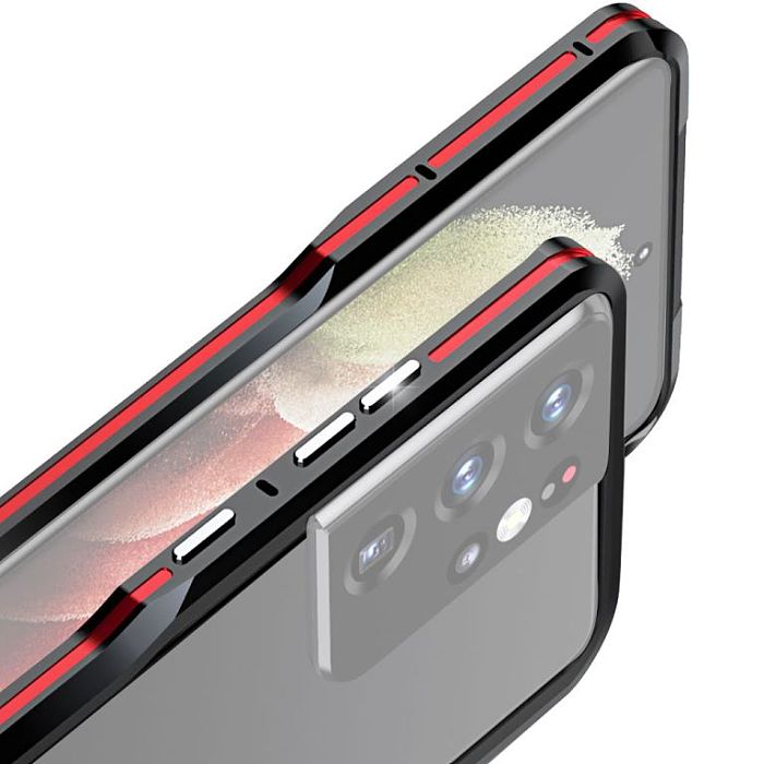 Luxury CNC Cutting Metal Frame Protection Translucent Phone Case Cover For Samsung S22 Ultra
