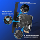 PCI-e USB 3.2/3.1/2.0 Expansion Card with 5 Ports Type-A Dual Type-C Super-speed USB3.2 Gen 2x1 Adapter Card for Desktop 10Gbps