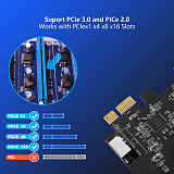 PCI-e USB 3.2/3.1/2.0 Expansion Card with 5 Ports Type-A Dual Type-C Super-speed USB3.2 Gen 2x1 Adapter Card for Desktop 10Gbps