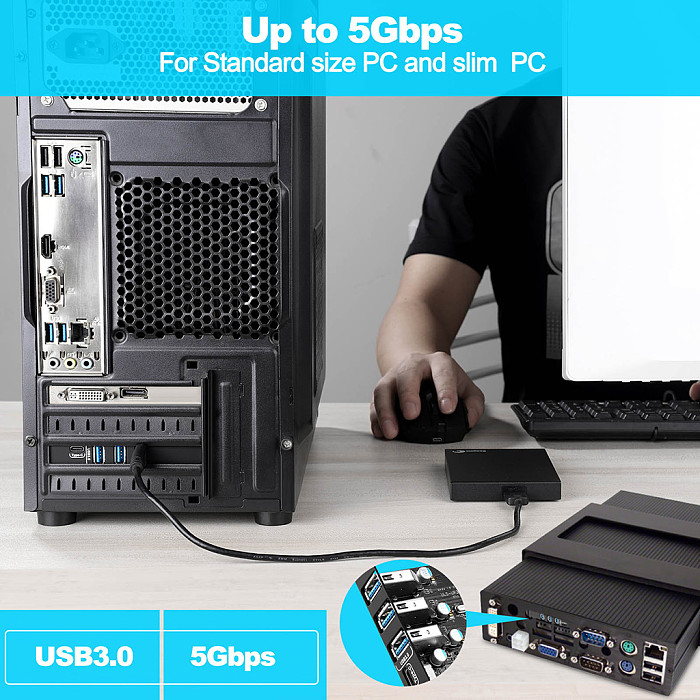 USB 3.0+Type-c Port PCI-E Expansion Card PCI Express 1X PCIe USB 3.0 HUB Adapter Card 4-Port USB3.0 5Gbps Controller for 2U Case