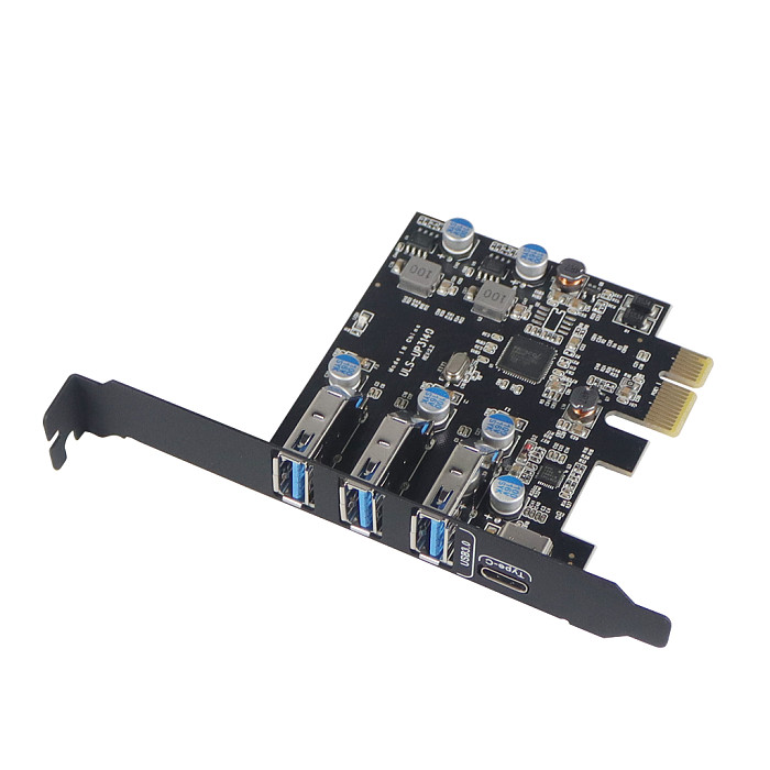 USB 3.0+Type-c Port PCI-E Expansion Card PCI Express 1X PCIe USB 3.0 HUB Adapter Card 4-Port USB3.0 5Gbps Controller for 2U Case