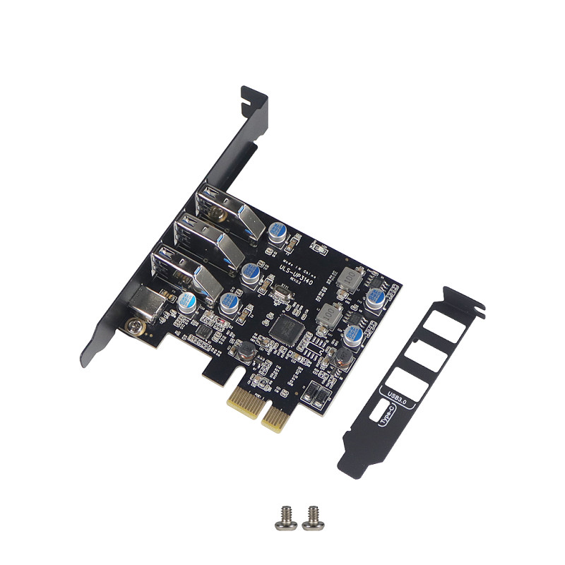 USB 3.0+Type-c Port PCI-E Expansion Card PCI Express 1X PCIe USB 3.0 HUB Adapter Card 4-Port USB3.0 5Gbps Controller for 2U Case