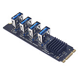 M.2 NVME KEY-M to 4-port PCI-E adapter card slot one for four USB3.0 graphics card expansion card