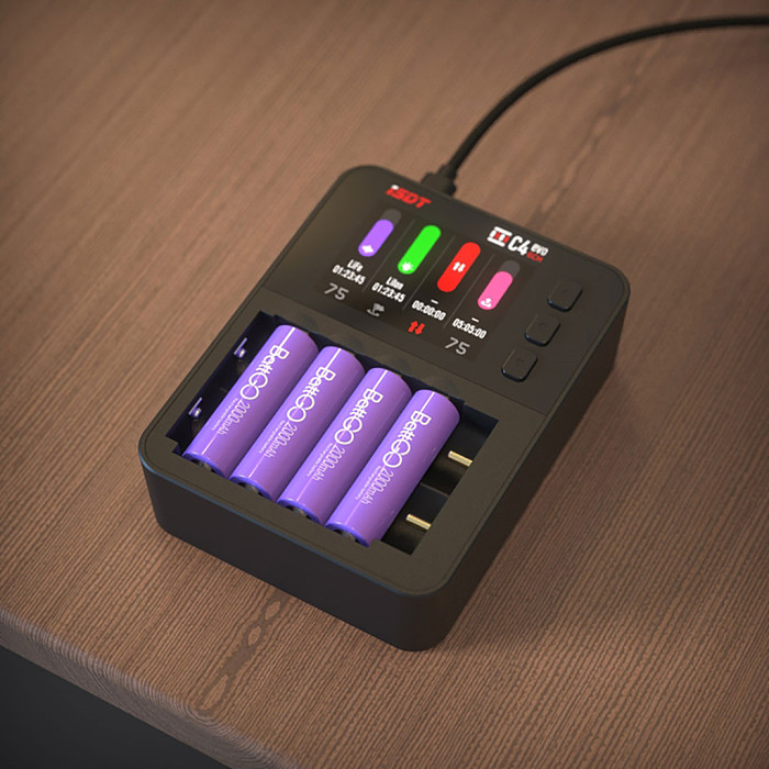 (ISDT) C4 EVO Smart Charger For Cylindrical Battery NiMH NiCd Lithium Battery Support QC/PD Protocol