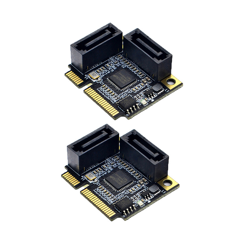 Mini PCI-E to 2Ports SATA 3.0 PCI Express PCIe Converter Hard Drive Extender SATA III Controller Card HUB Multiplier Add On Card