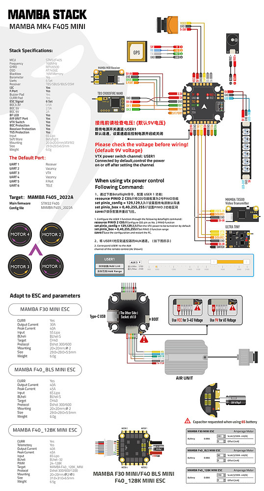 (Diatone) JH60880 Mamba MK4 F405MINI/F30MINI Equipment Tower 3-6S Lipo For FPV Traversing Machine