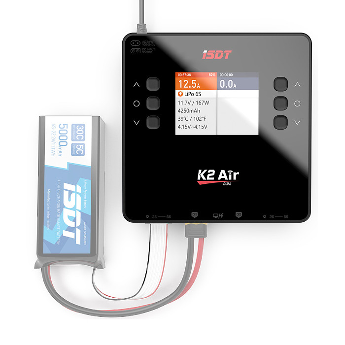 (ISDT) K2Air Smart Charger Dual Mode Dual Channel DC500W*2 UBS Interface
