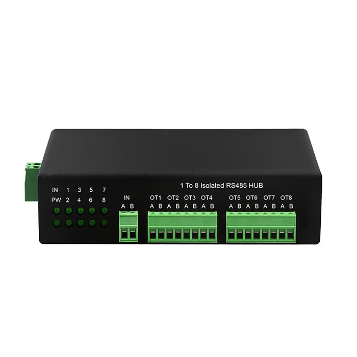DIEWU 1 to 8 RS485 Splitter Hub Industrial Isolated Bi-directional Communication Hub Distributor Plug & play