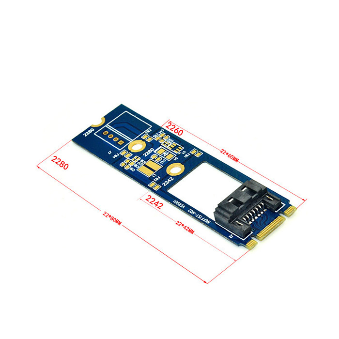 XT-XINTE M.2 to SATA 7Pin Adapter Card M.2 KEY B-M to SATA3.0 7 Pin Converter Adapter Board Card for M2 NGFF 2242 2260 2280 SDD