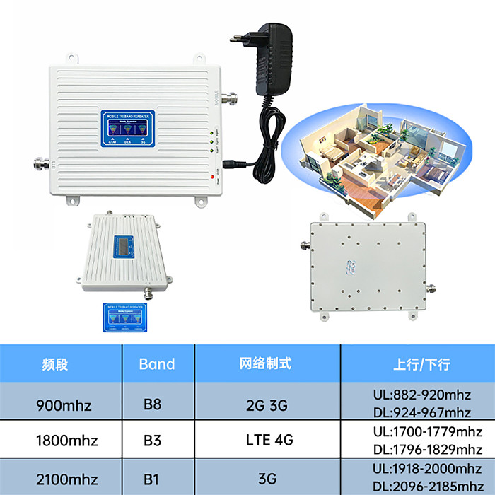4G 3G 2G 900 1800 2100 mhz 3-Band Cell Phone Cellular Signal Repeater Amplifier LTE wcdma Mobile Phone Signal Booster